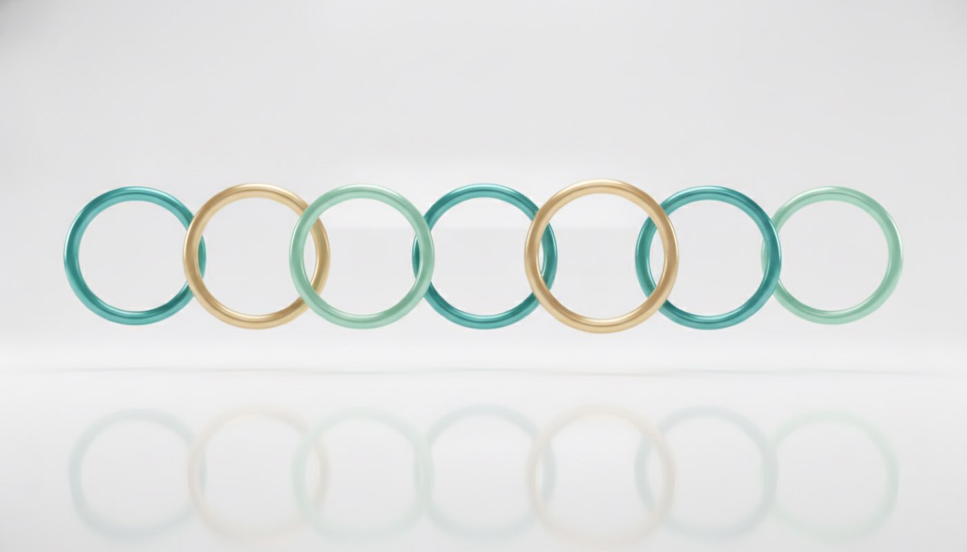 Glossy rings representing blockchain confirmation speed during a crypto swap